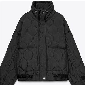 Zara Black Quilted Puffer Jacket